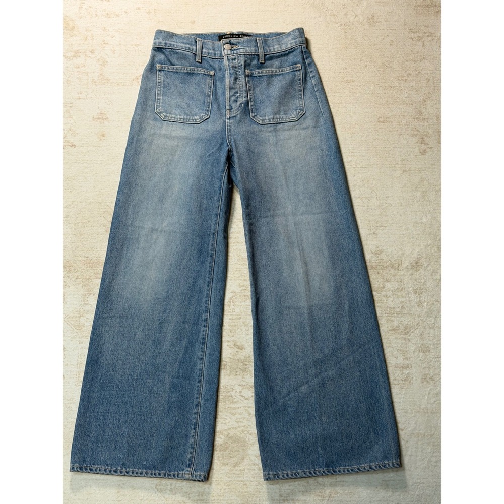 Veronica Beard Grant Wide Leg Jeans Extra High Rise Blue Denim Size 26